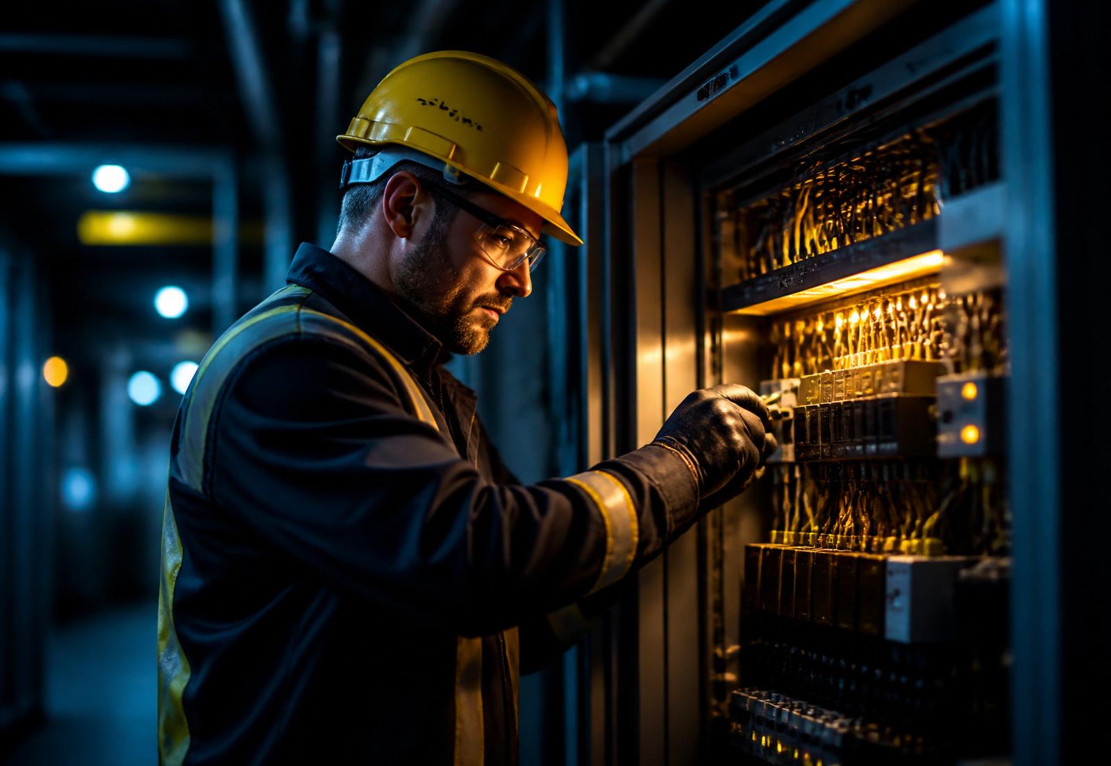Equipe da RM Instalações Elétricas em serviço